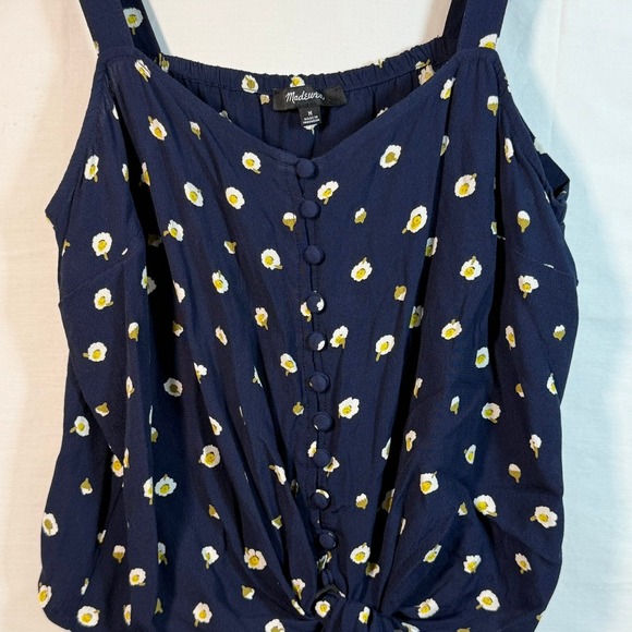 Madewell Daisy Tank Top Button Front Tie‎ Waist Casual Blue Size M - Picture 3 of 5